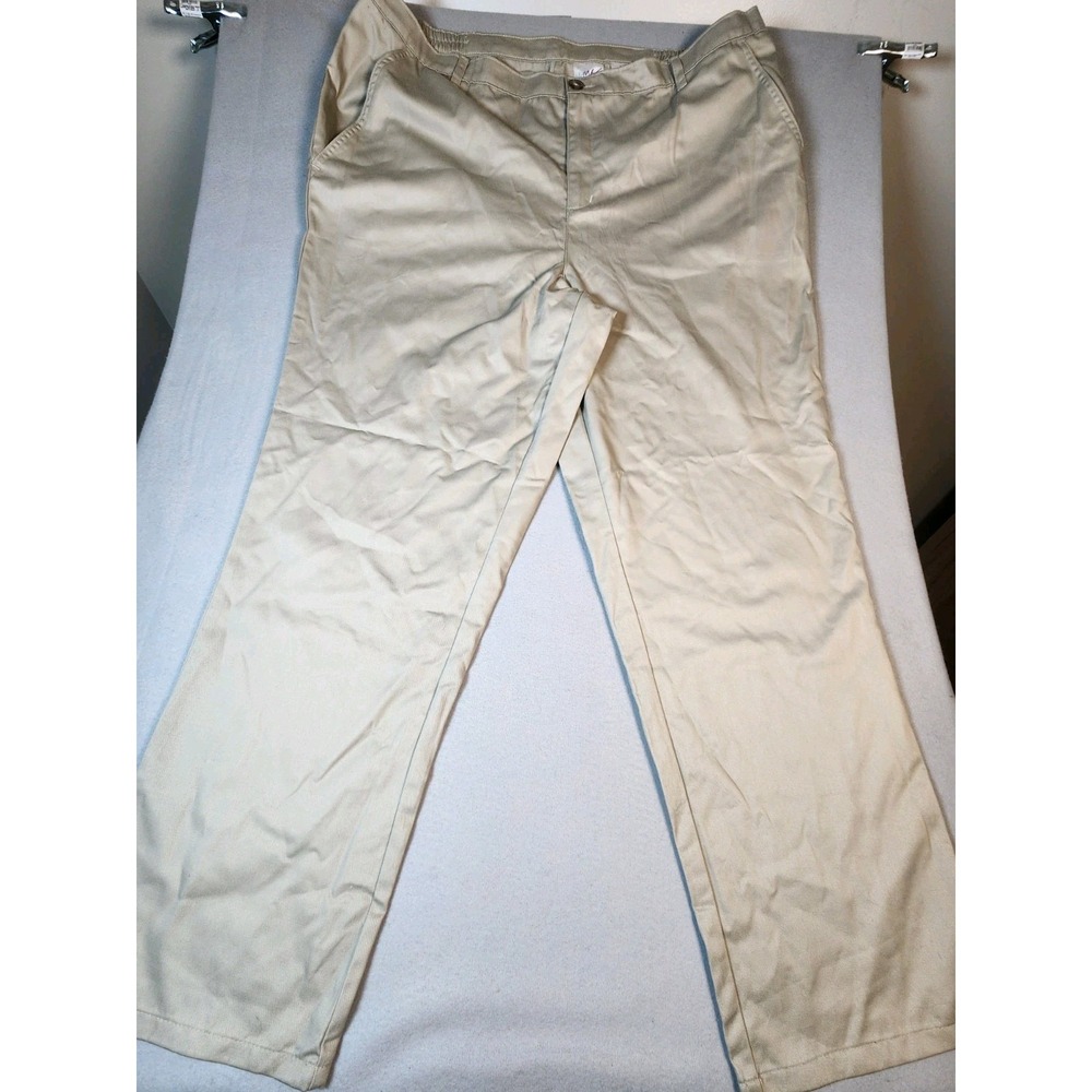 Just‎ My Size Womens Beige 100% Cotton Khaki Pants Straight Leg Pockets 22W